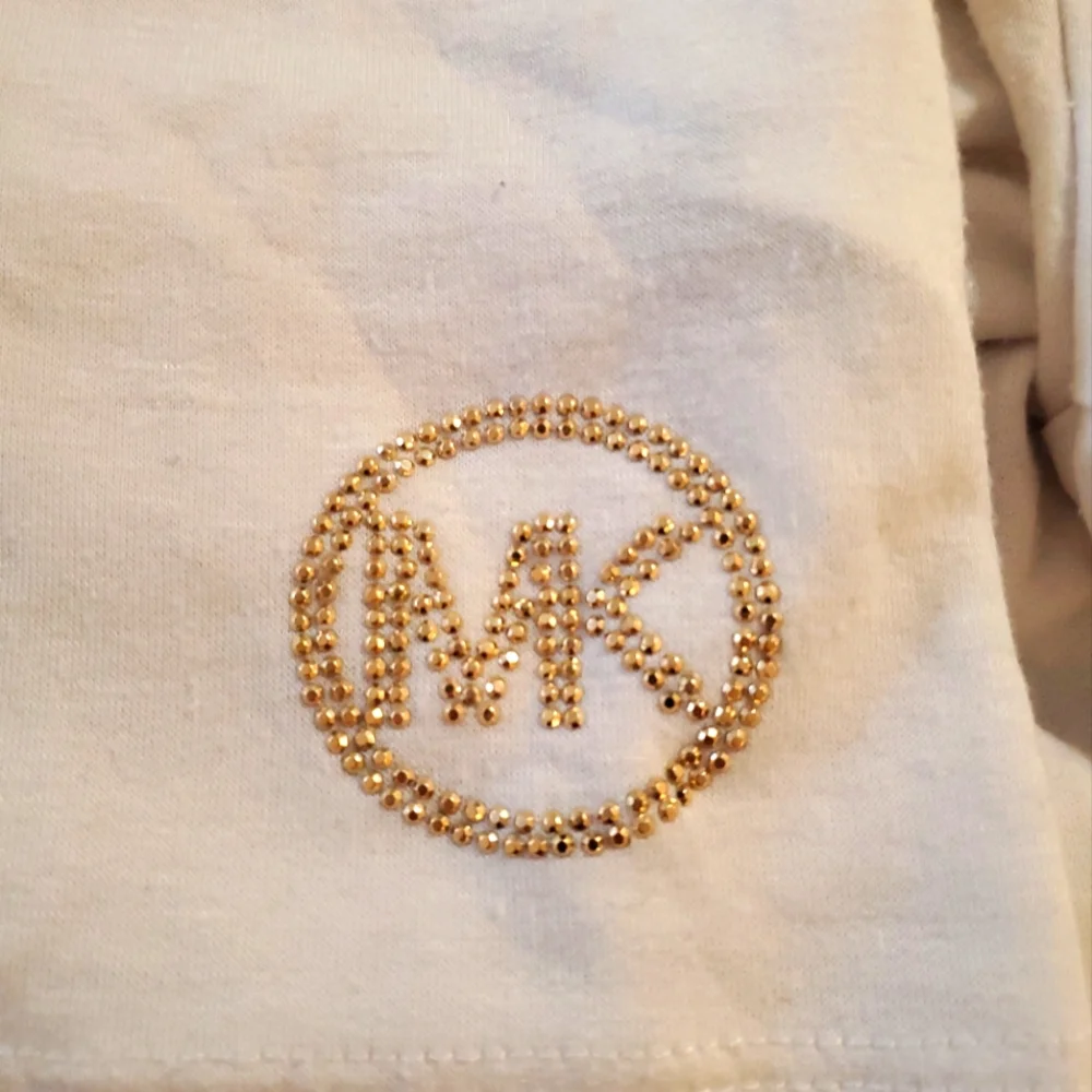 Michael Michael Kors Women's White Cowl Neck Bling Logo Pullover‎ Hoodie Large